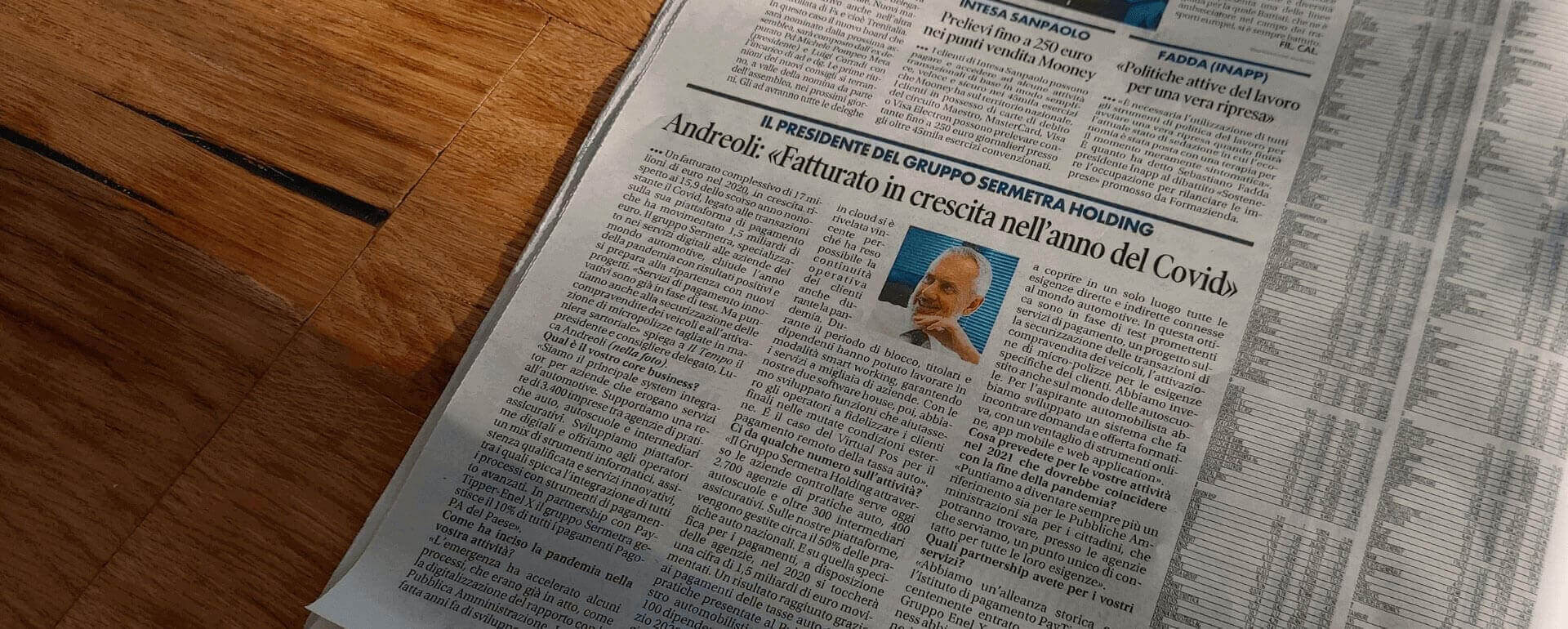 Il Tempo intervista Luca Andreoli, Presidente e AD del Gruppo Sermetra Holding